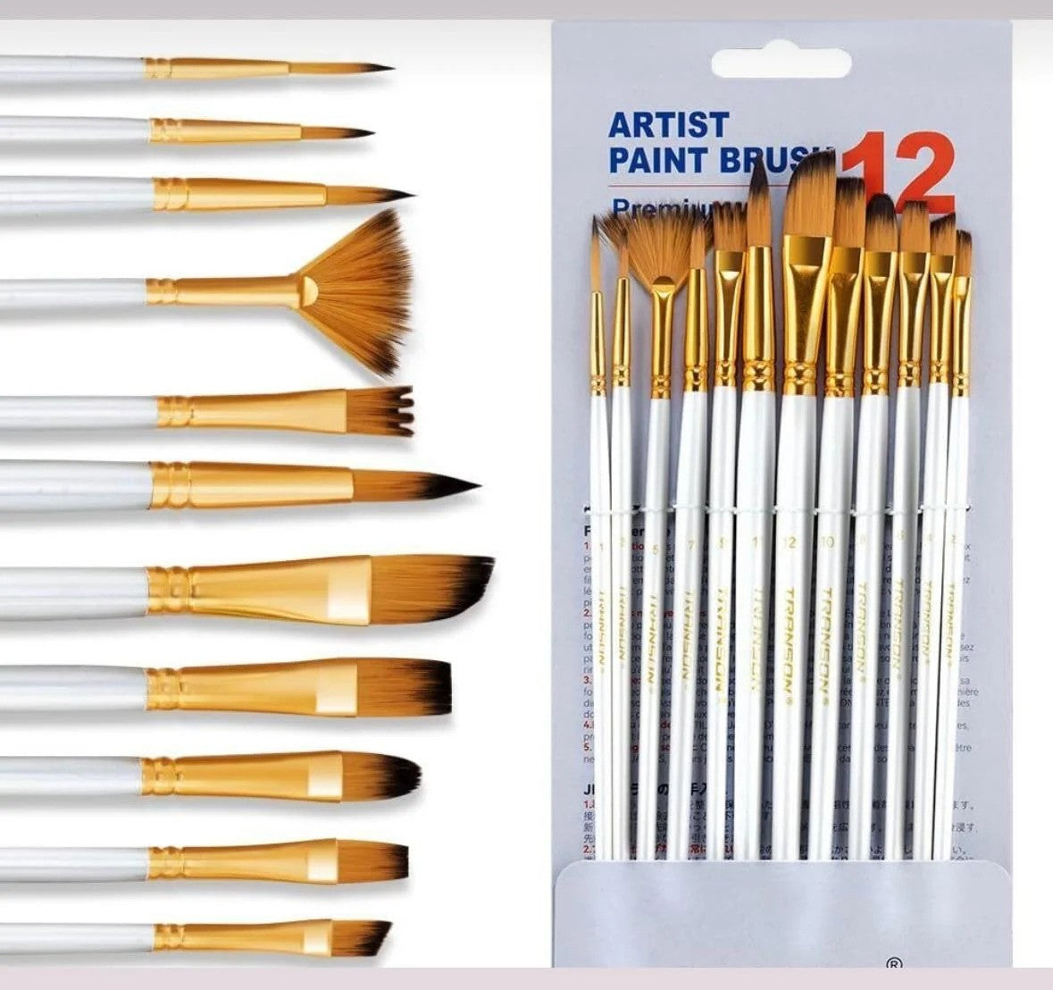 Premium 12-Piece Artist Paint Brush Set – For Acrylic, Oil, Watercolor & More!