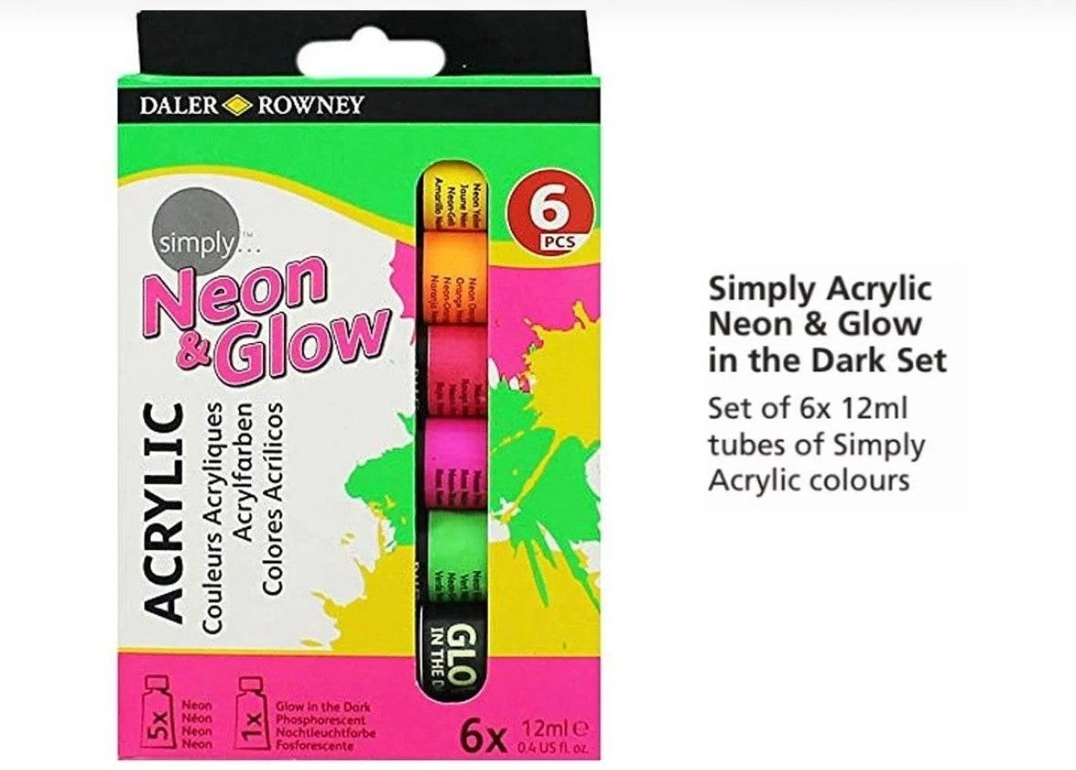 Neon & Glow Acrylic Painting Set – 6-Piece Luminous Art